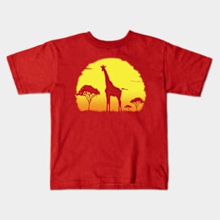 Giraffe Sunrise Kids T-Shirt